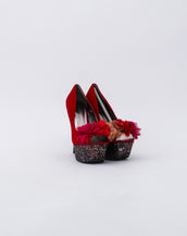 Hot Red Floral High Heels