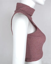 High Collar Turtle Neck Bustier Sweater