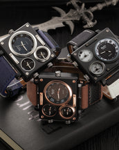 Multiple Time Zones Men Square Watches