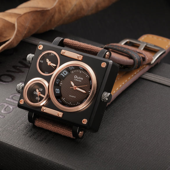 Multiple Time Zones Men Square Watches