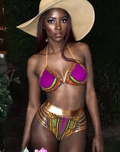 Geometric High Waist Women Swim Suit