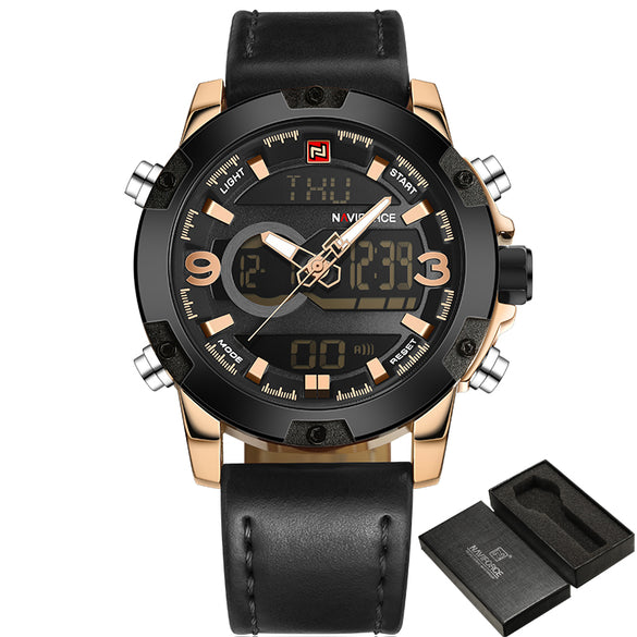 Men Analog Digital Leather Watches