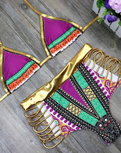 Geometric High Waist Women Swim Suit