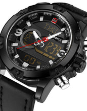 Men Analog Digital Leather Watches