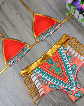 Geometric High Waist Women Swim Suit