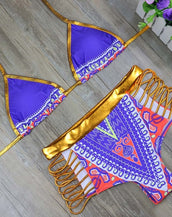 Geometric High Waist Women Swim Suit