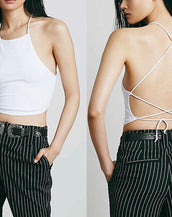 Backless Halter Crop Top Bustier Bralette