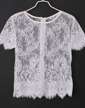 Short Sleeve Hollow Out With Zipper Blusas