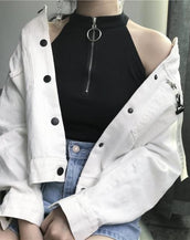 Knitted Camisole Cropped Sleeveless FemaleT-shirts