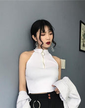 Knitted Camisole Cropped Sleeveless FemaleT-shirts