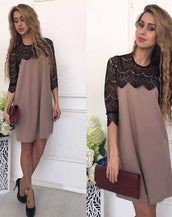 Stitching Hollow Out Straight Mini Dress