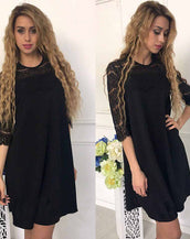 Stitching Hollow Out Straight Mini Dress