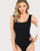 Scallop Trim Tank Women Bodysuit
