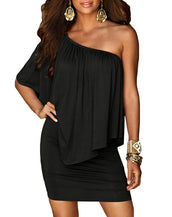 Slash Neck Women Mini Dress