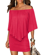 Slash Neck Women Mini Dress