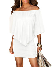 Slash Neck Women Mini Dress