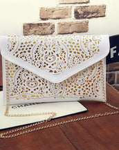 Hollow Out Envelope Leather Women Bag