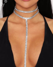 Rhinestone Double Choker Necklace for Women