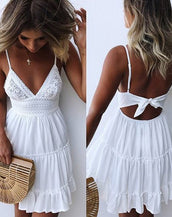 Back Bow Mini Women Dress