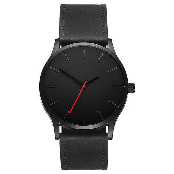 Large Dial Leather Wristwatch for Men