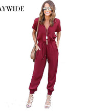 Pleated Waist Short Sleeve Women Playsuit