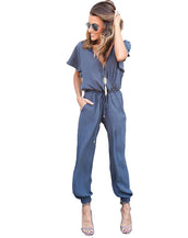 Pleated Waist Short Sleeve Women Playsuit