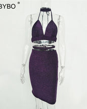 Halter Deep V Neck Dress
