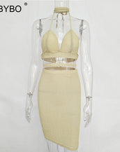 Halter Deep V Neck Dress
