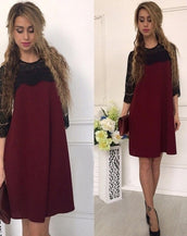 Stitching Hollow Out Straight Mini Dress