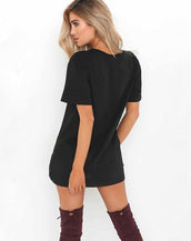 V Neck Cotton Loose Dress