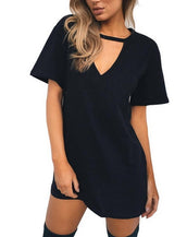V Neck Cotton Loose Dress