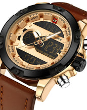 Men Analog Digital Leather Watches