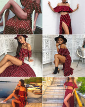 Off Shoulder Vintage Long Dress