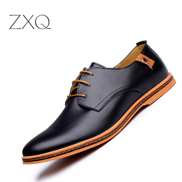 Leather Flat Round Toe Men Shoes