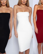 Sleeveless Solid Tube Dress