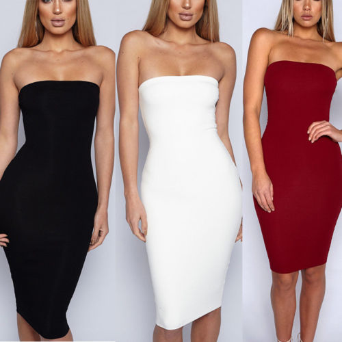 Sleeveless Solid Tube Dress