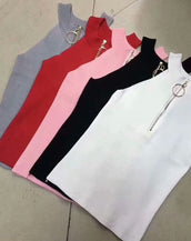 Knitted Camisole Cropped Sleeveless FemaleT-shirts