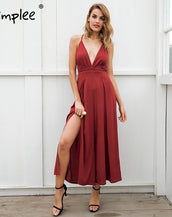 Backless High Waist Split Wide Leg Jumpsuit