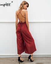 Backless High Waist Split Wide Leg Jumpsuit
