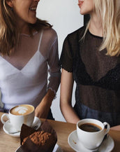 Long Sleeve Sheer Mesh Tops for Ladies