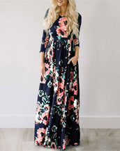 Floral Print Long Dress Women Dress