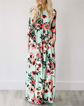 Floral Print Long Dress Women Dress