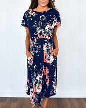 Floral Print Long Dress Women Dress