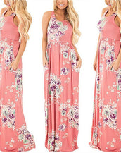 Floral Print Long Dress Women Dress