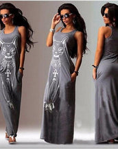 Floral Print Long Dress Women Dress