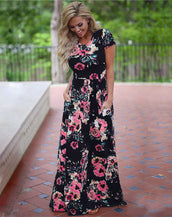 Floral Print Long Dress Women Dress