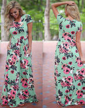 Floral Print Long Dress Women Dress
