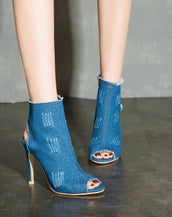 Denim Thin Heel Women Pumps