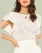 Round Neck Cap Sleeve Women Jumpsuit