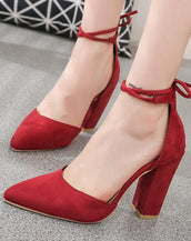 Thick Heels Ankle Lace Women Pumps
